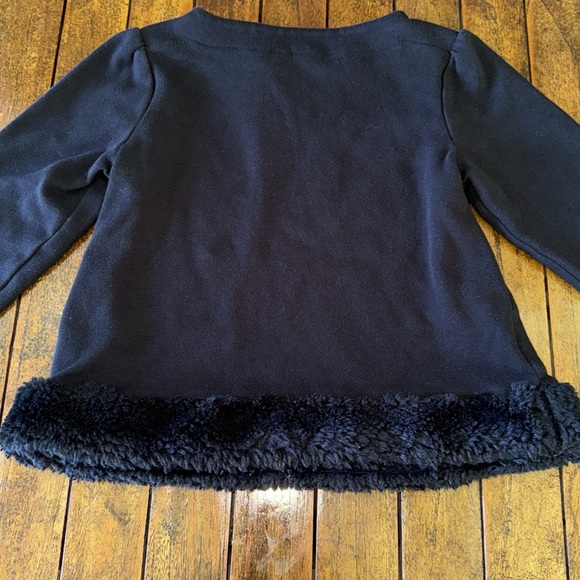 Janie and Jack Girls 4T Black Fur Trim Top - Picture 7 of 7